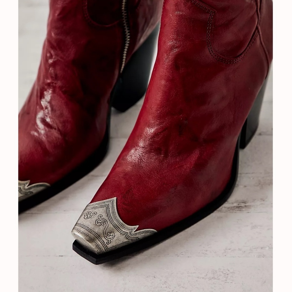 Free People Brayden Italian-crafted leather Western Boots Size 36 / 6 Brandywine - Picture 2 of 8